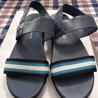 Cole Haan ZEROGRAND Men's Blue Striped Strappy Sandals Synthetic Upper 9