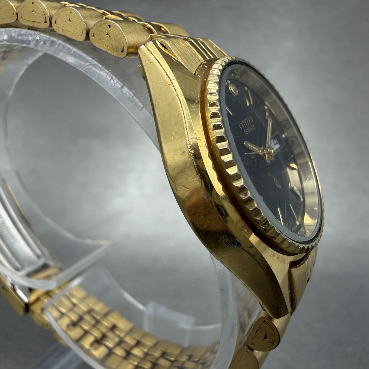【廃盤品】CITIZEN クォーツカッコーウィーン 4MJ659-006 極美品 Citizen CQ Watch Women 26mm Black Dial Gold Tone Daydate 6000