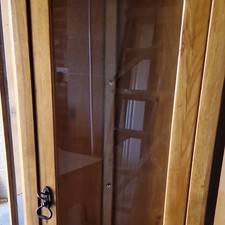 Brown Wood & Glass Display Cabinet with Glass Door 190cm H 90x50cm