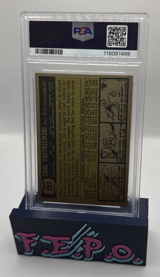 1961 Topps Star Rookie Boston Red Sox Carl Yastrzemski #287 PSA 4 - Image 2 of 2