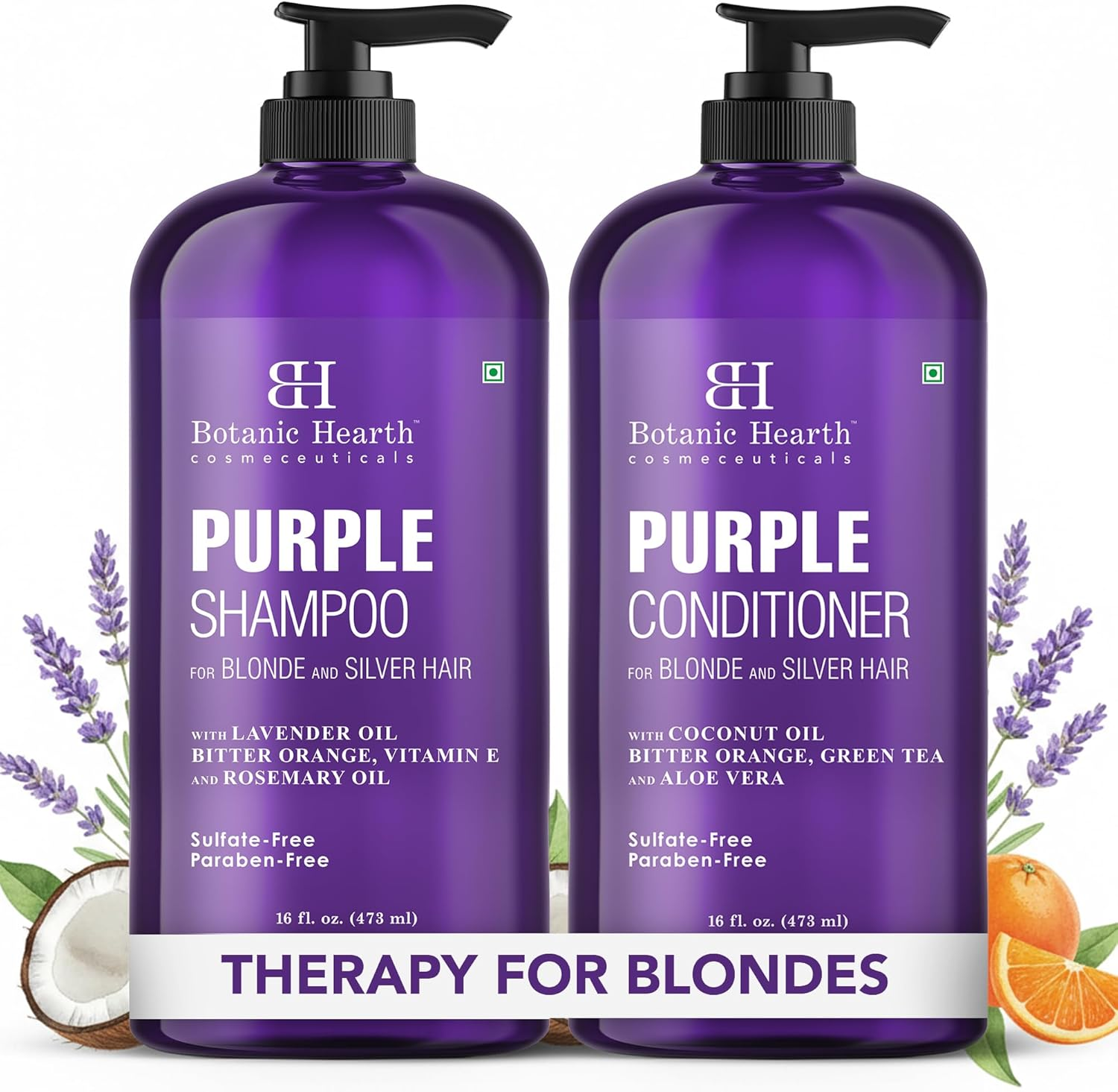 2 X 16 Fl Oz (473 Ml) Lavender Purple Shampoo & Conditioner Set for Blonde, Silv