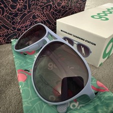 Goodr "Moonlight Charging Station Polarized Sunglasses Blue Frame Tinted Lens