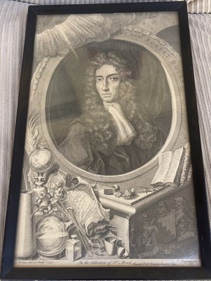 Rare 1739 George Vertue Engraving of Robert Boyle   Father of Modern Chemistry