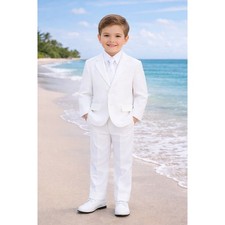 NEW Boys First Holy Communion Suit Size 5 - White 5 Piece w/Garment Bag