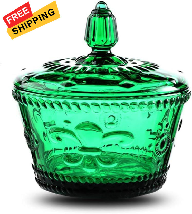 European Retro Nostalgic Three-Dimensional Relief Color Glass Jar Candy Green 