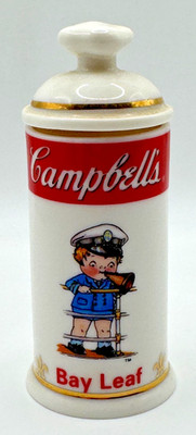 Danbury Mint Campbell s Soup Spice Jar Bay Leaf Porcelain 1995 Sailor Boy Navy
