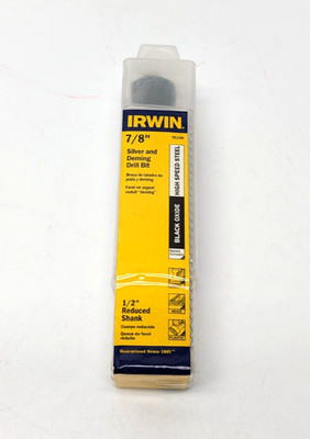 Irwin 7/8'' x 6'' Silver & Deming Drill Bit 1/2'' Shank HSS Metal Wood Plastic