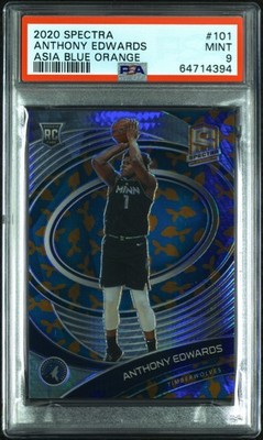 Anthony Edwards 2020 Panini Spectra #101 Asia Blue Orange PSA 9