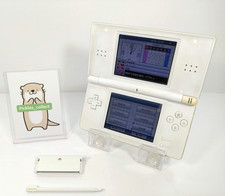 DS Lite Crystal White USG-001 w/Stylus GBA Connect Cover Tested Nintendo 0216B