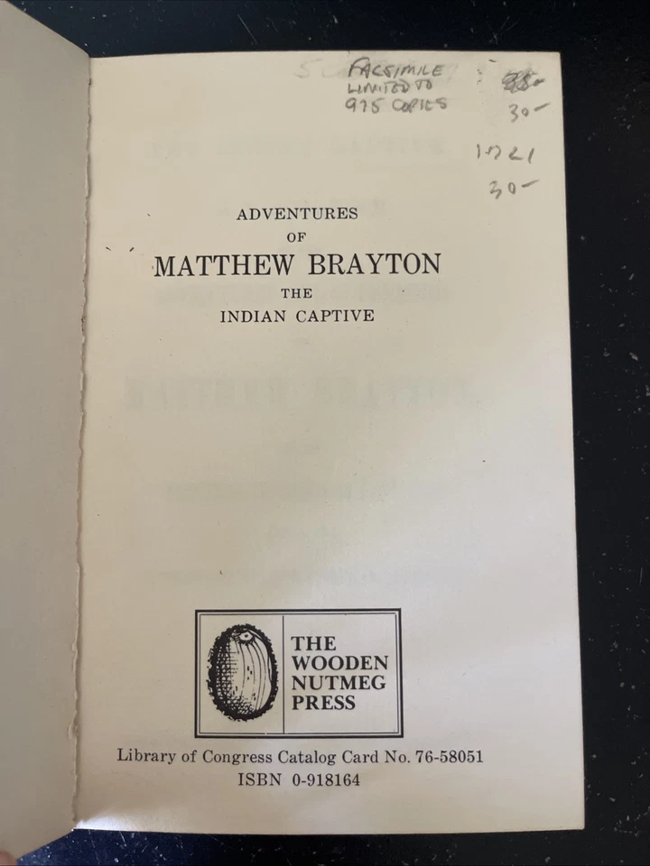 Adventures Of Matthew Brayton Indian Captive Limited Ed. Wooden Nutmeg Press - Image 2 of 3