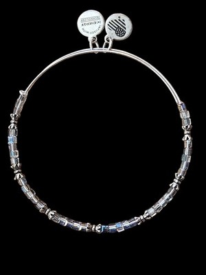 Alex And Ani Iridescent Glass Beaded Silver Bangle Bracelet