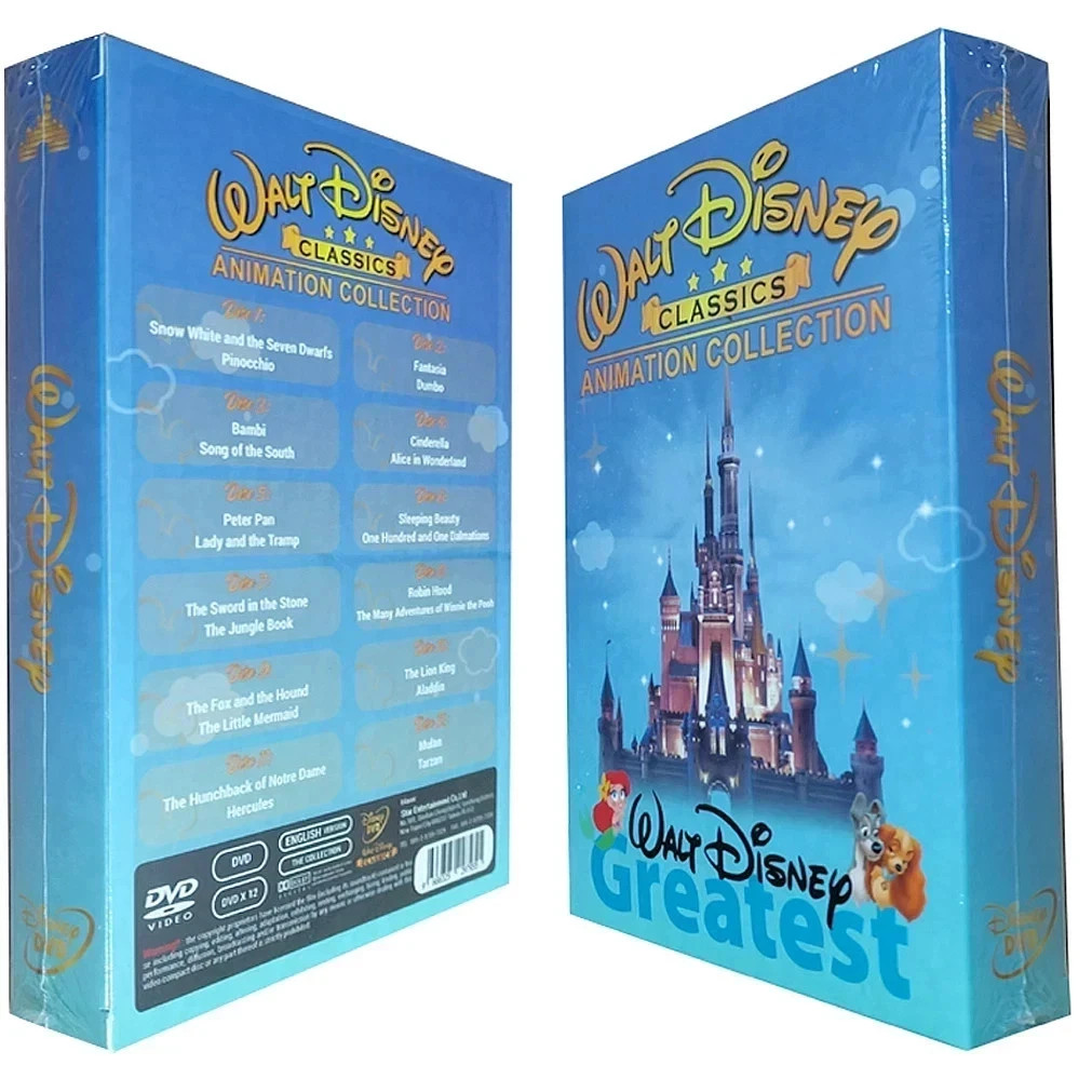 New-Walt Disney Classics 24-Movies Film Animation (DVD 12-Disc Box Set)!