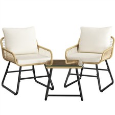 Set da Giardino 3 Pezzi in Rattan Polirotilene con 2 Poltrone e 1 Tavolino