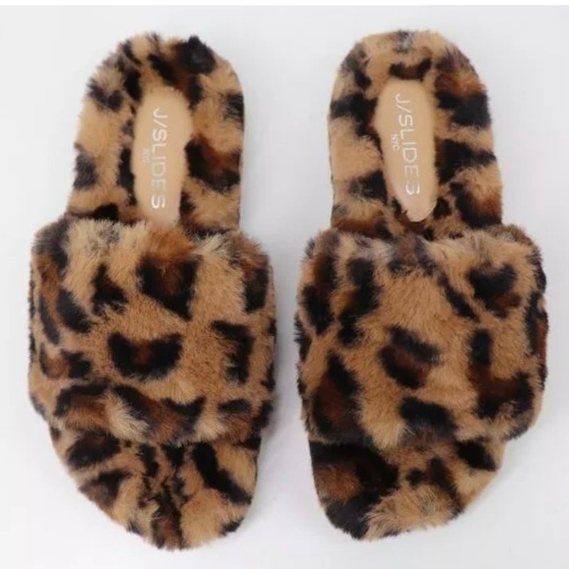 PANTOFOLA D’ORO J Slides Lovlie Ciabatta Leopardata Ecopelliccia Stampa Animalier Sandali Fuzzy Slide S99
