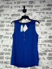 NWT! Fortune + Ivy Lighton Back Mixed Material Blouse Top Size Medium - Blue