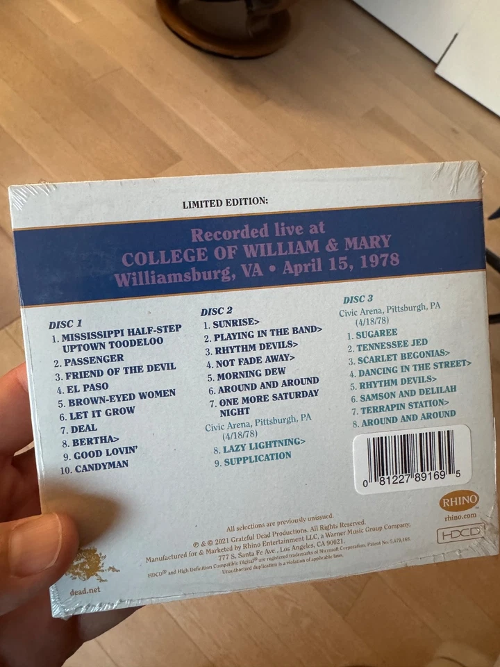 Grateful Dead Dave's Picks Vol 37 William & Mary VA 4/15/78 [BRAND NEW SEALED] - Image 2 of 4