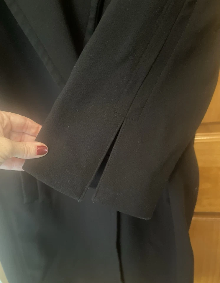 KF/KaufmanFranco Collective Double Breasted 3/4 Sleeve Scuba Coat Womens L Black - Image 4 of 4