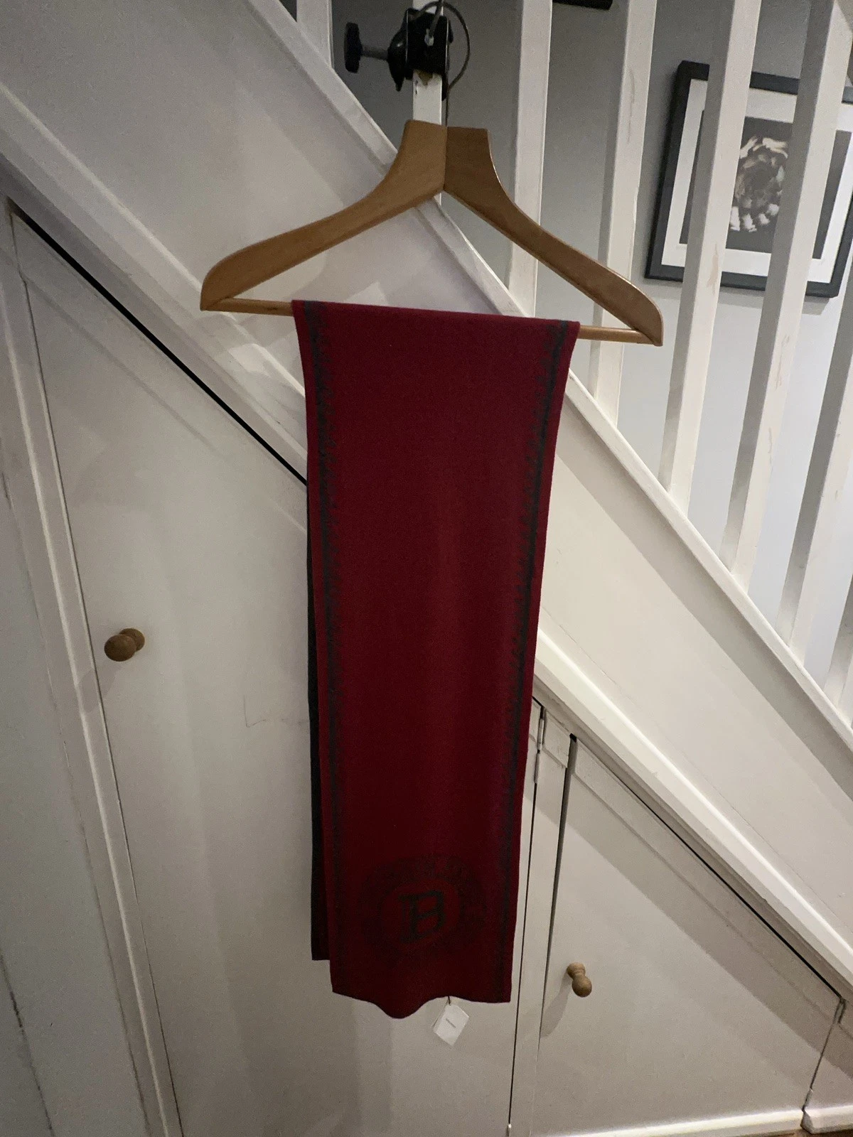Balmain Red/Grey Reversible Cotton Tight Knit Rectangular Men's Scarf. NWT