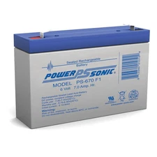 Power-Sonic 6V 7Ah SLA Battery compatible with Panasonic LC-R067R2P Black Medium