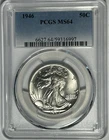 1946 WALKING LIBERTY HALF DOLLAR PCGS MS 64