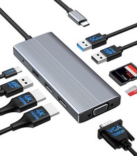 USB C Docking Station 3 Monitors HDMI Adapter for Dell HP Lenovo, 9 in 1 Lapt...