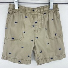 CARTER'S Boys Kids Toddler Khaki Shorts with Navy Blue Dino Print Size 24 Months