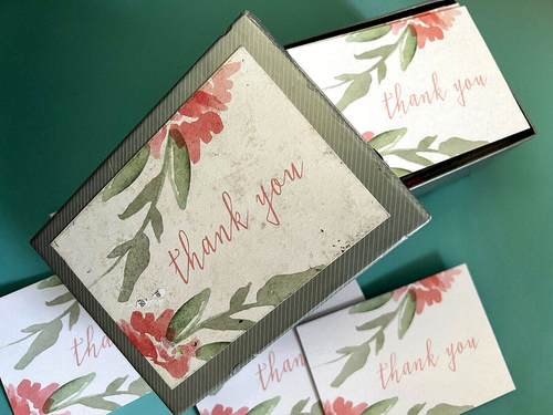 50 Blank Floral Thank You Cards w. Envelopes in Box All Occasion Wedding Party - Picture 5 of 6