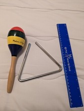 Melissa and Doug Wooden Maraca Musical Instrument Red Green Yellow Blue triangle