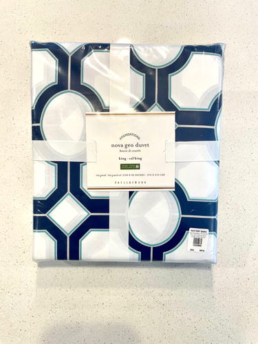 NUOVO Piumone Pottery Barn Nova Geo King/Cal King & 2 Finzioni Standard - Foto 3 di 8
