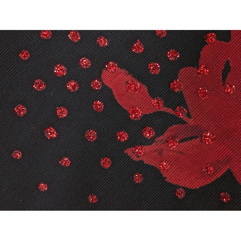 A Byer 复古 Y2K 90 年代裙子 L 码闪光红色玫瑰透明网眼覆盖美国哥特 — 第 2/4 张图片