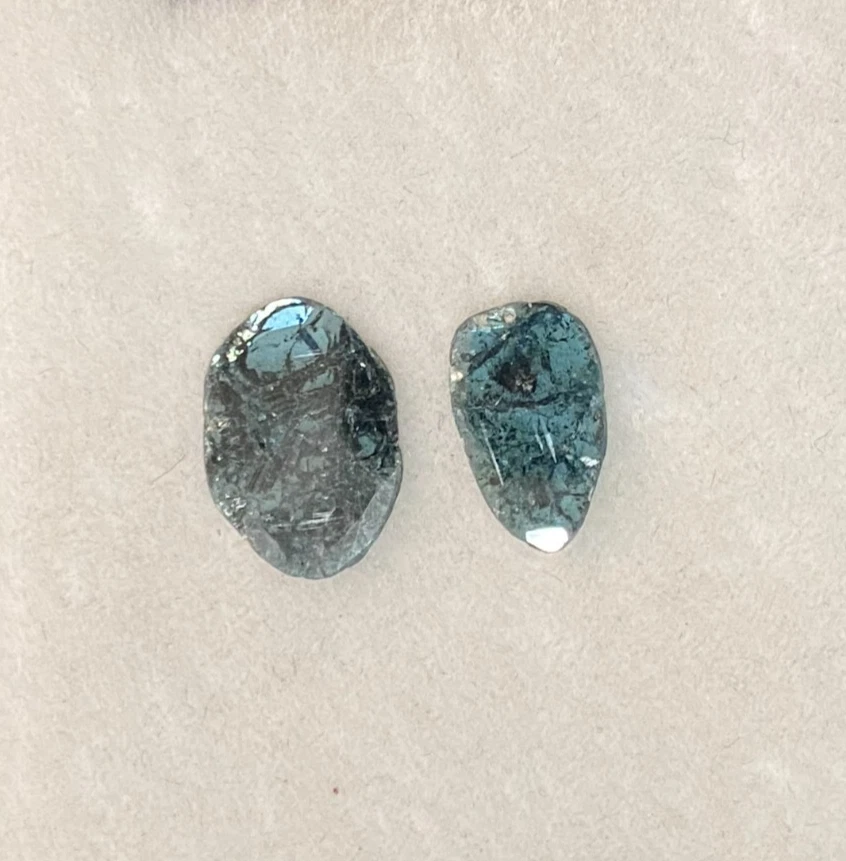 1.18ctw Blue Color Slice Diamond Polki Natural Diamond 2 Pcs - Image 3 of 4