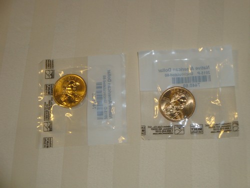 Lot of 2 Uncirculated 2015 P+D Native American Sacagawea Dollar Coin Set
