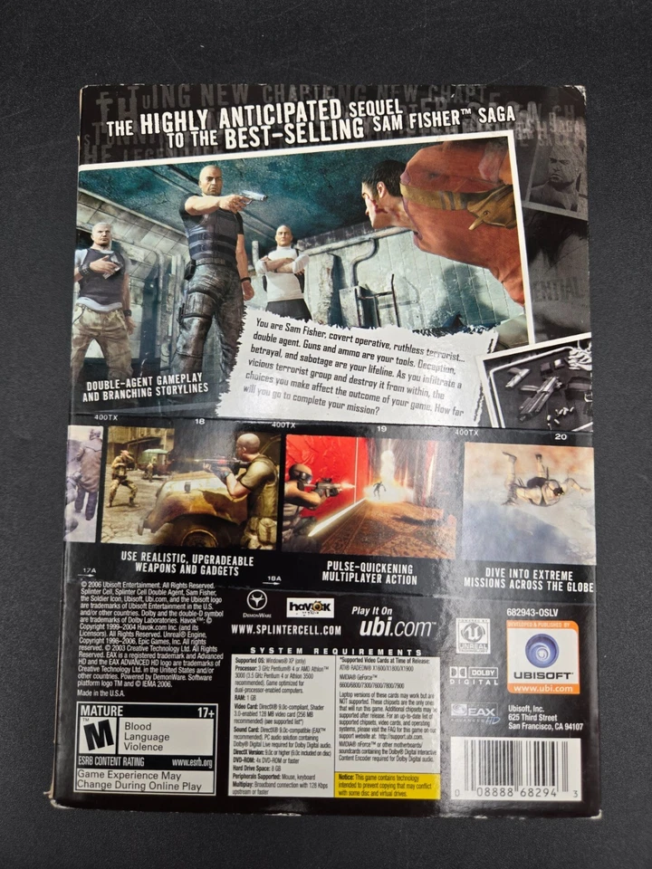 Tom Clancys Splinter Cell Double Agent PC Video Game Slipcover Windows New - Image 2 of 4