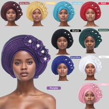 Nigerian Wedding Headtie African Auto Gele Turban Cap Women Wraps Multilayer Hat