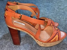 Geox Respira Block Heel Sandals Brown 38.5 Strappy