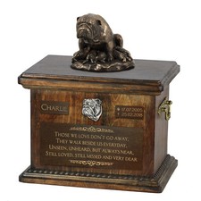 Bulldog III - urn for dog ashes, urn with a statuette, personalized urn for dog