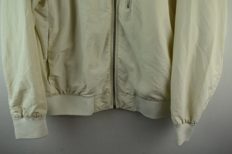 H&M Mens Cream Zip Up Bomber Harrington Style Jacket Size L Varsity - Image 3 of 4