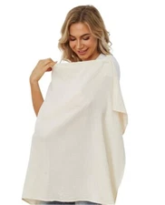 Muslin Nursing Cover Beige Baby Breastfeeding Breathable 💯 Cotton Mothers Flaw
