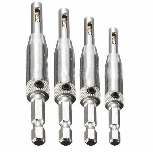 4x HSS Self Centering Hinge Hardware Drill Bit Set Door Drawer Pilot ...
