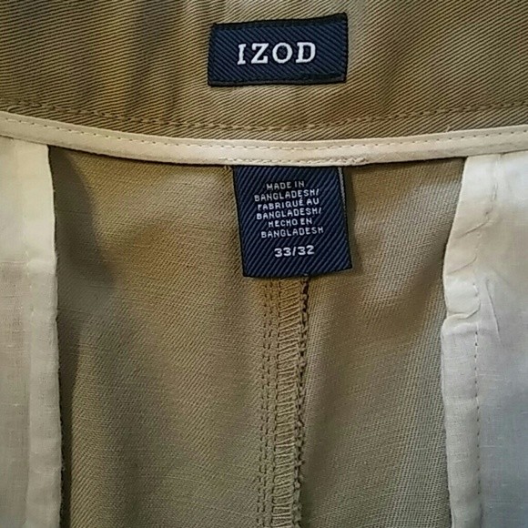 Pantalon Chino IZOD Couleur Tan 100% Coton Taille 33/32 - Très Bon état, Plis Devant