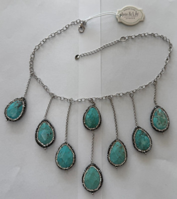New With Tag Iris & Lily SS Howlite & CZ Fringe Necklace 16-18'' [065GCS]