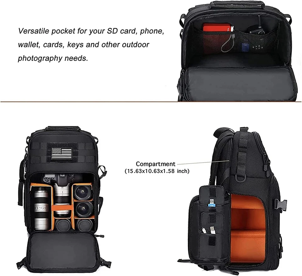 15-16 Inch Camera Backpack Bag Waterproof Mirrorless Photography Hardshell Case - Image 2 of 4