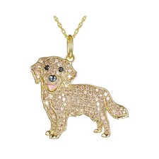Crystal Dog Pendant Necklace for Women Golden Retriever Puppy Charm Necklace ...