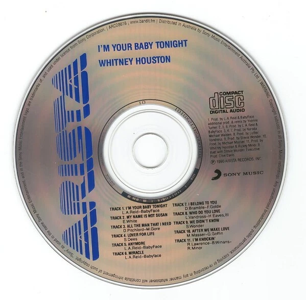 Whitney Houston – I'm Your Baby Tonight - Australia Import CD © 1990/?? - NEW - Bild 2 von 3