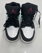 Jordan 1 Mid True Blue Aqua White Kid Size 3.5Y