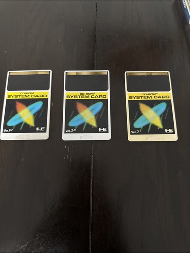 Lot Of 3 NEC PC Engine SYSTEM CARD Ver 1.0, 2.0, 2.1 Japan