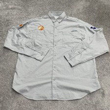 Columbia PFG Omni Shade Bahama Shirt Mens Large Gray Shell Long Sleeve Fishing