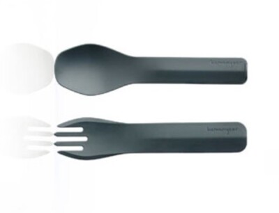 Campingbesteck humangear GoBites Duo, anthrazit - neue Gabel-Löffel-Kombination