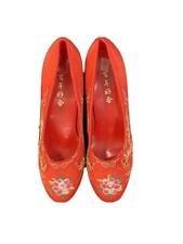 womens wedding party red shoes Dragon and Phoenix size 38 3 Inch High