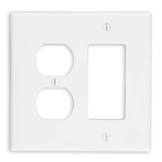 Leviton PJ826-W Combination Wall Plate Midway Size 2 Gang 1 Duplex 1 Decora/GFCI